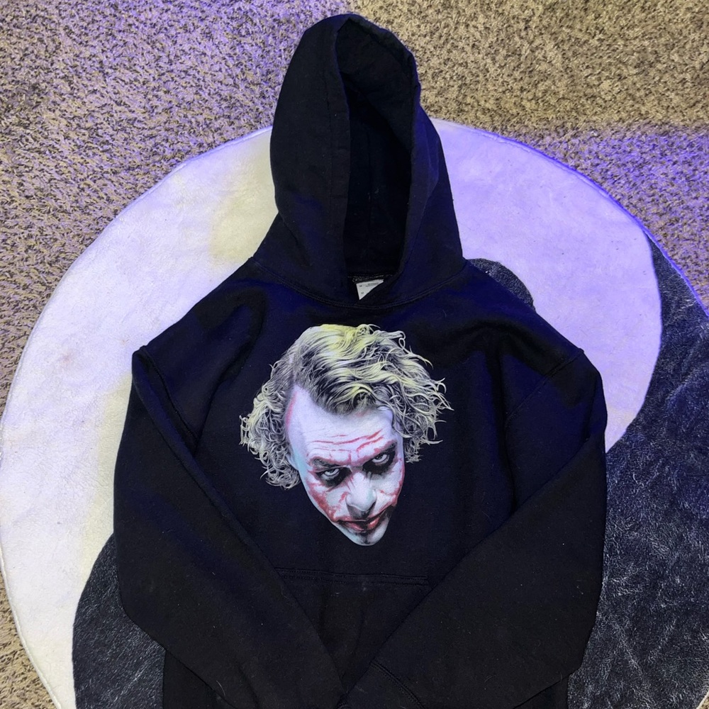 Vintage Joker Face Dark Knight Hoodie Size Small Rare